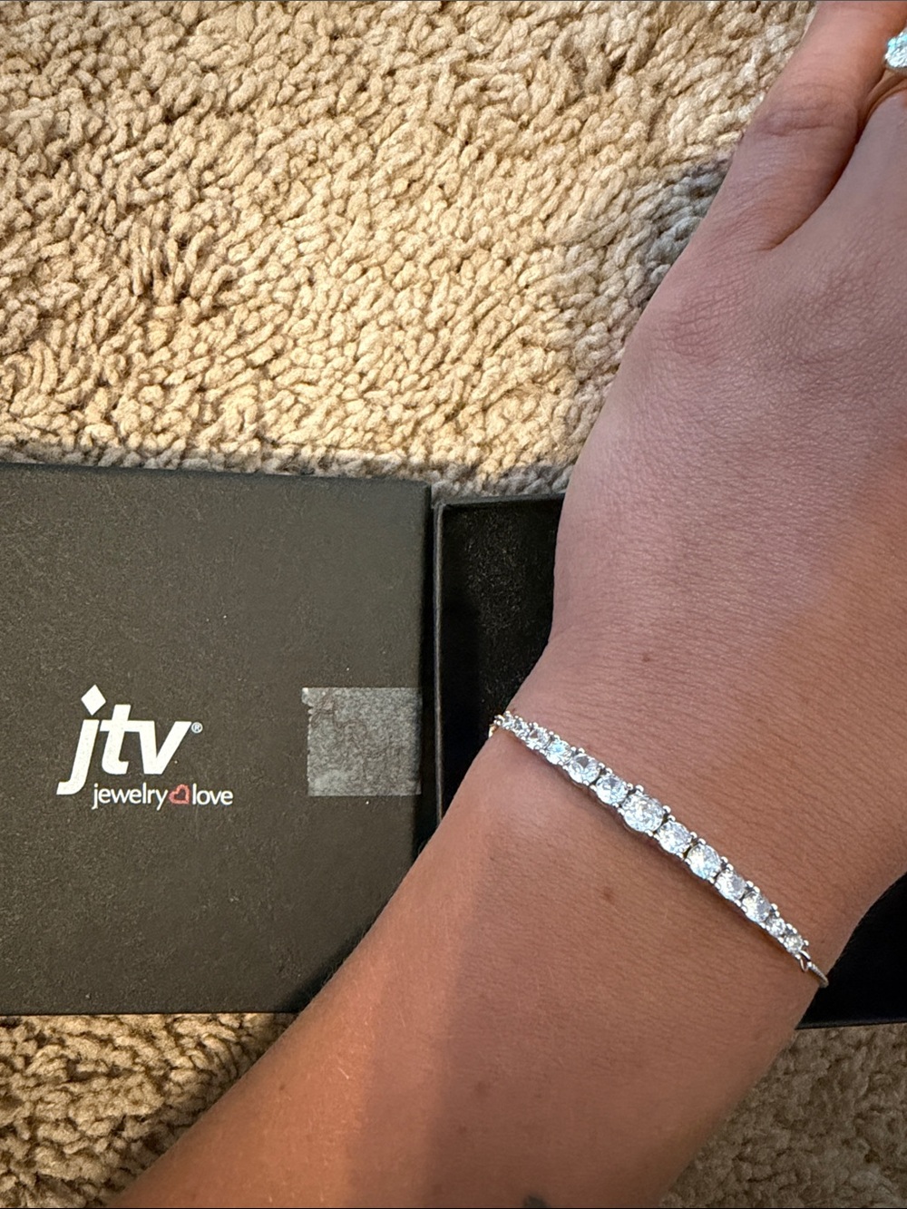 JTV Silver-Tone Clear Stone Tennis Bracelet - Silver White